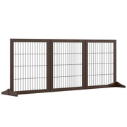 Cancello/barriera per cani in legno di pino, autoportante, marrone, 185x36x71 cm