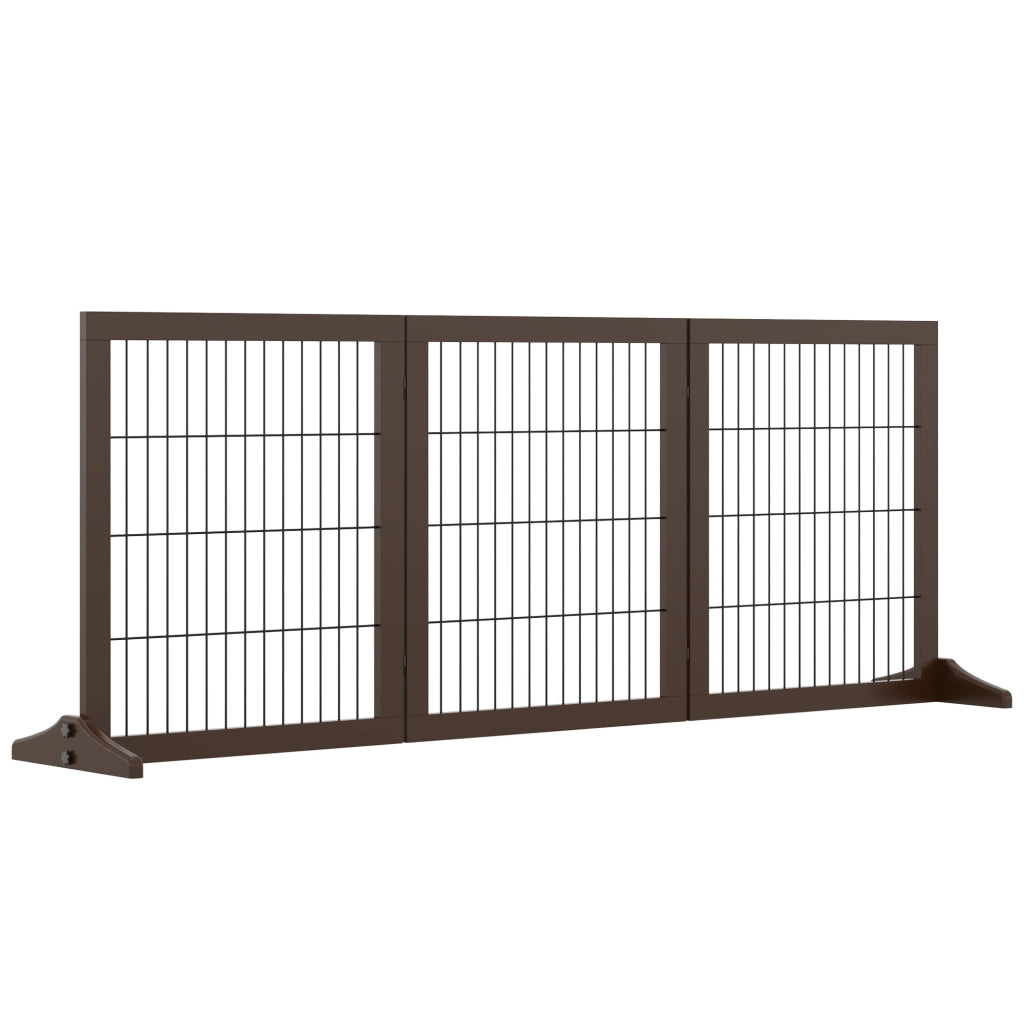 Cancello/barriera per cani in legno di pino, autoportante, marrone, 185x36x71 cm