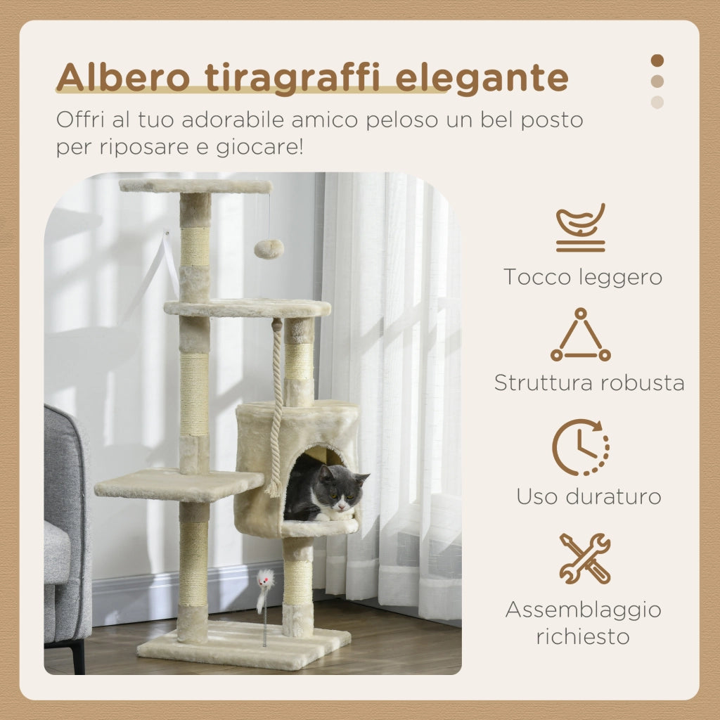 Tiragraffi per Gatti con Cassetta ¨C zephmum ¨C Beige 40x40x116 cm