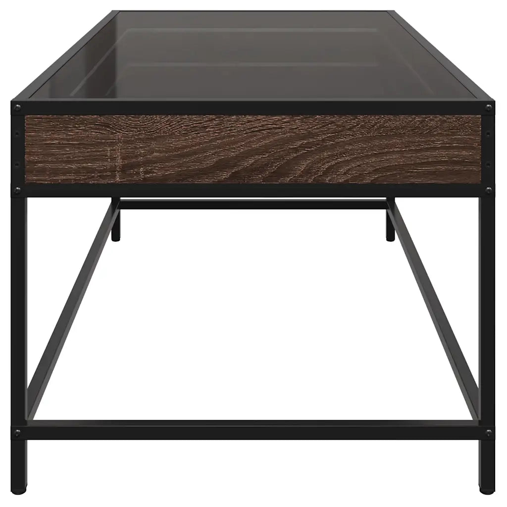 Tavolino da Salotto con LED Infinity Rovere Marrone 90x50x41 cm 847691
