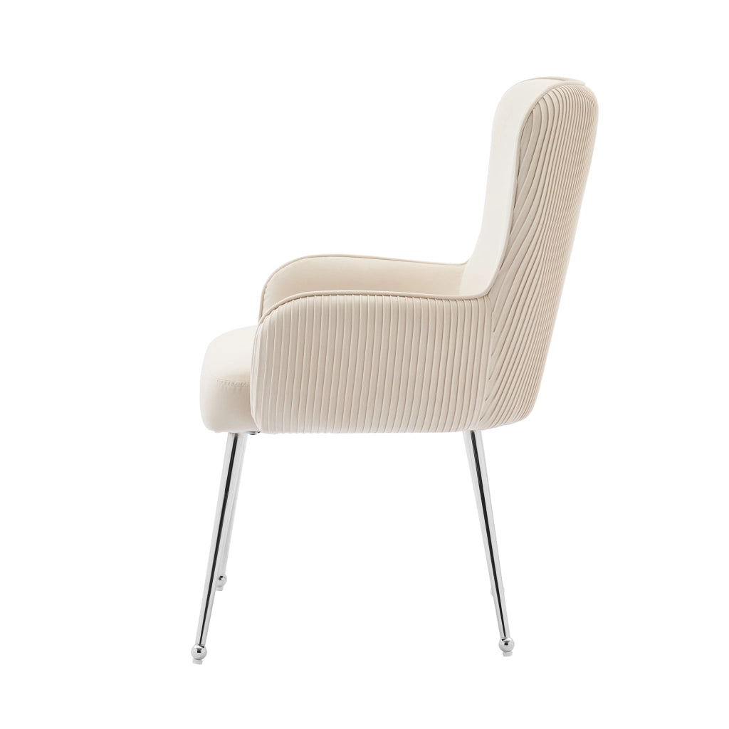 SEDIA da pranzo Set da 2 pezzi con braccioli e piedini regolabili in velluto beige