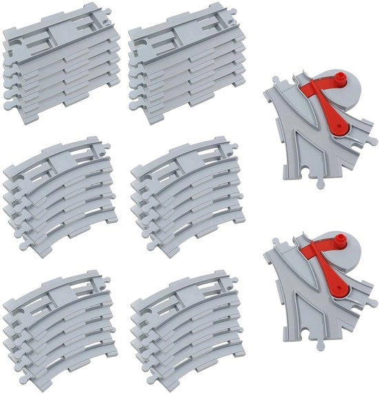 Set di binari ferroviari a 32 pezzi - Binari retti e curvi - Interruttore di binario - Accessori per modellismo ferroviario - Materiale ABS - Binari per modelli di città - Binari ferroviari