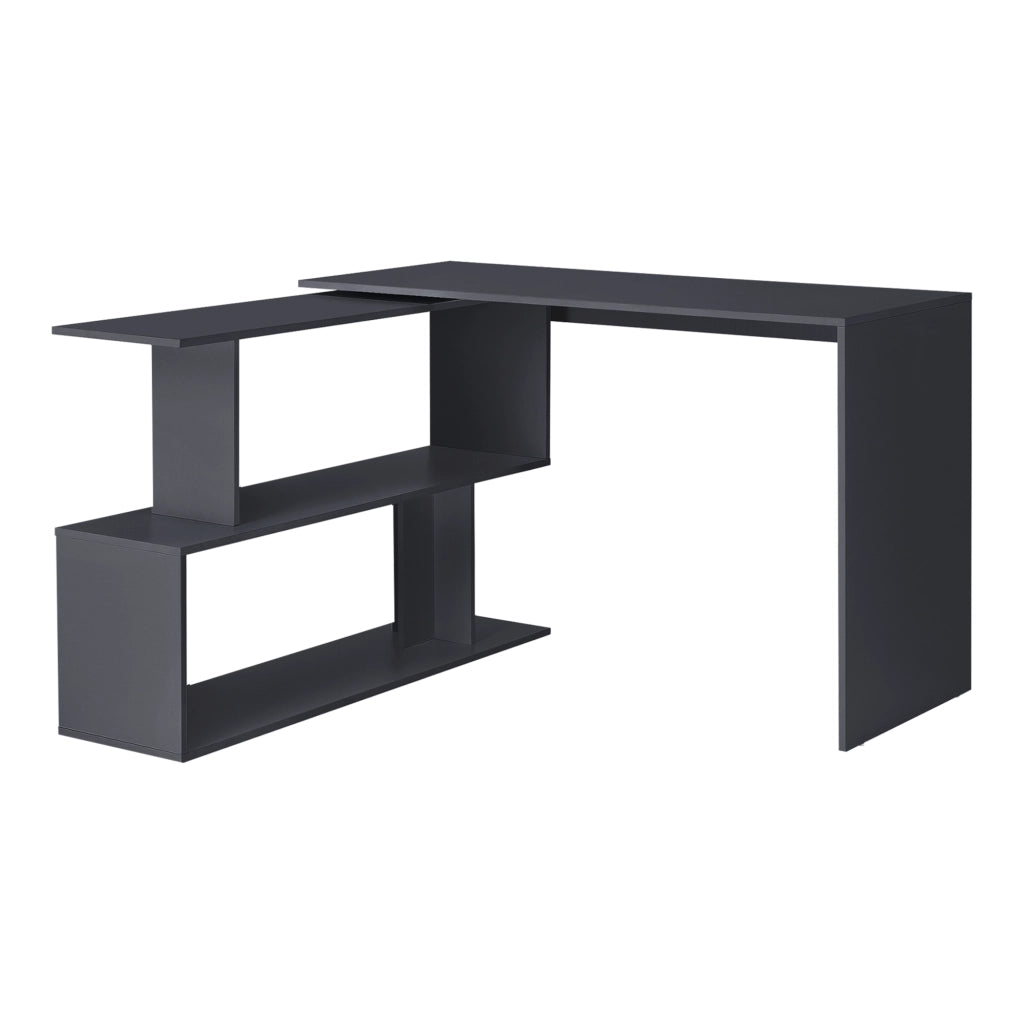 Scrivania Angolare Arendal a L con Scaffale Ruotabile 77x120x50 cm - Grigio Scuro [en.casa]