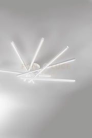 SYNCRO Plafoniera in alluminio verniciato bianco 6 DIFFUSORI ORIENTABILI LED 70W 4900LM - CCT 3000K 4000K 6000K