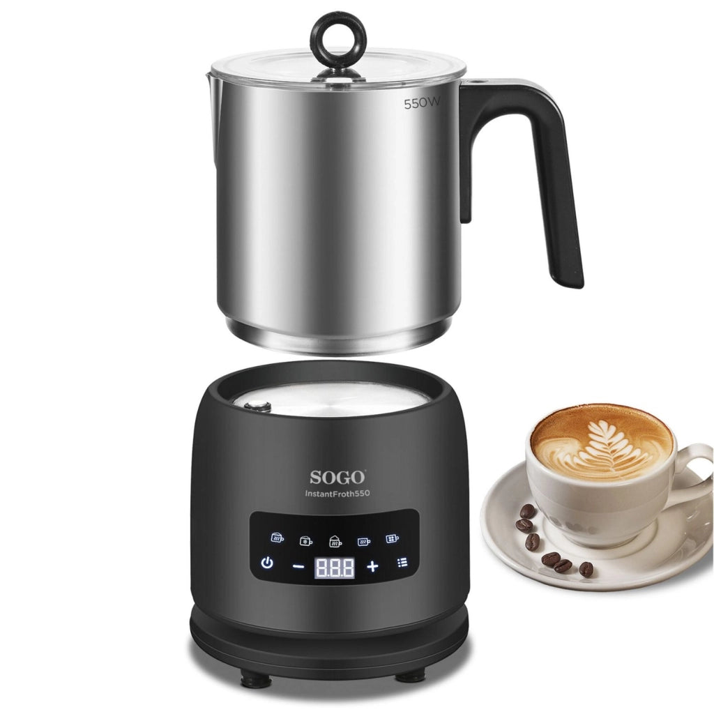 Montalatte elettrico con riscaldamento latte e cioccolata, 5 funzioni temperatura regolabile 550W con display touch - Sogo