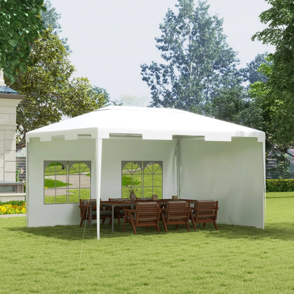 Gazebo Giardino 395x295x255 cm Sgonfiabile Esterno con 2 Finestre Anti-UV per Terrazza Patio Bianco ¨C zephmum