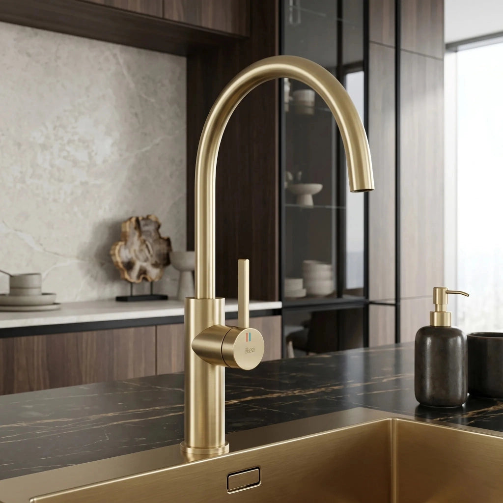 Rubinetto Da Cucina Rea Rivo Brush Gold