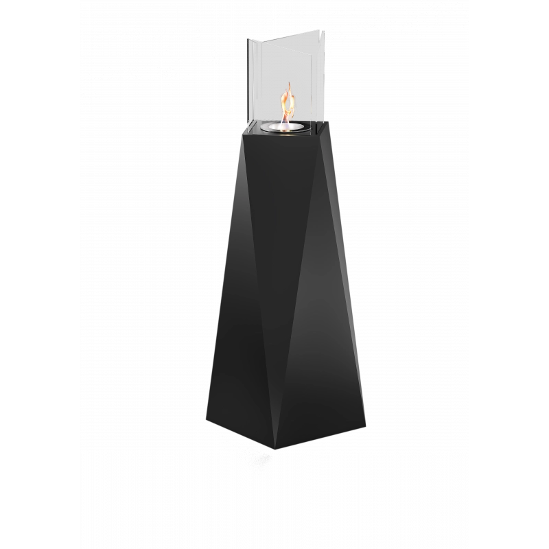 Biocamino da pavimento Nairobi Nero 1,5 kW – altezza 120 cm, struttura acciaio nero, vetri protettivi – Tecno Air System