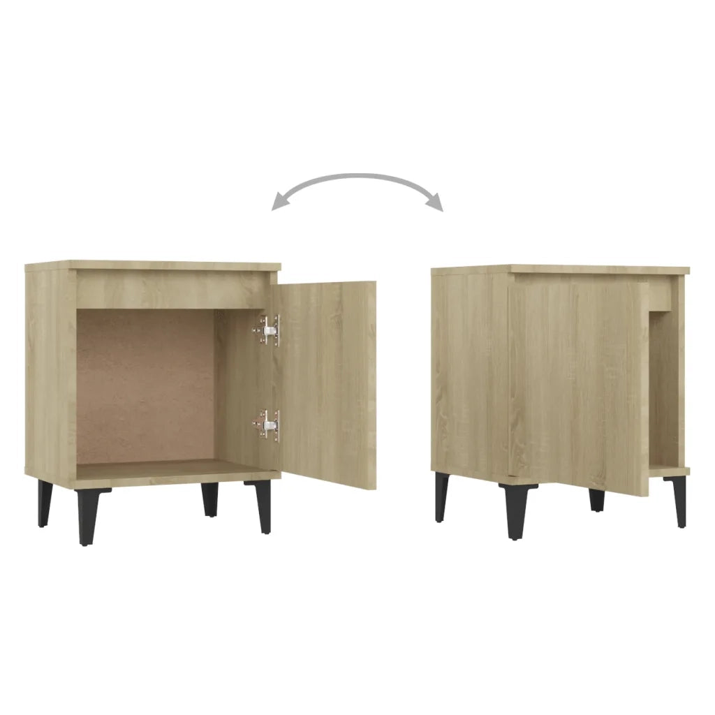 Comodini | Armadio da Notte | Mobiletto da notte con Gambe in Metallo Rovere Sonoma 40x30x50 cm