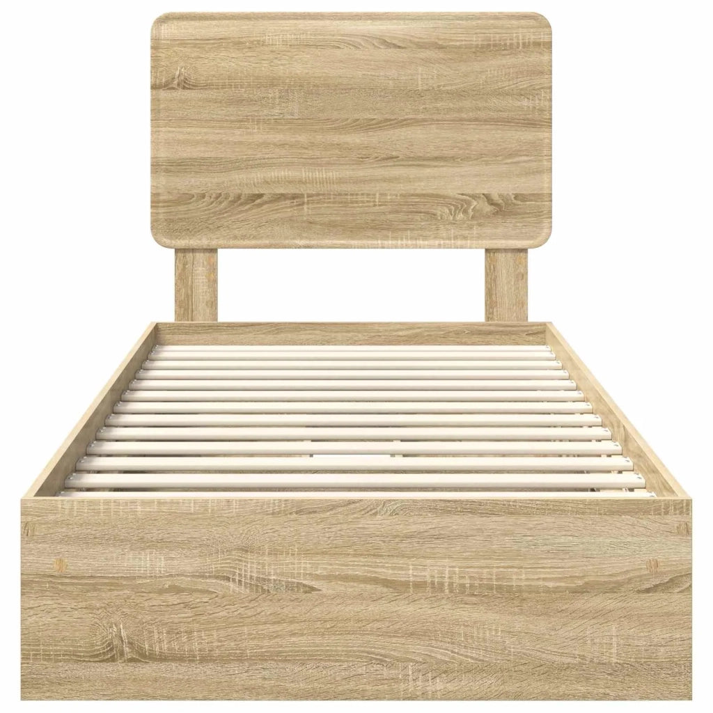 Letto con Contenitore con testiera-Struttura Letto con contenitore Rovere Sonoma 90 x 190 cm 928815