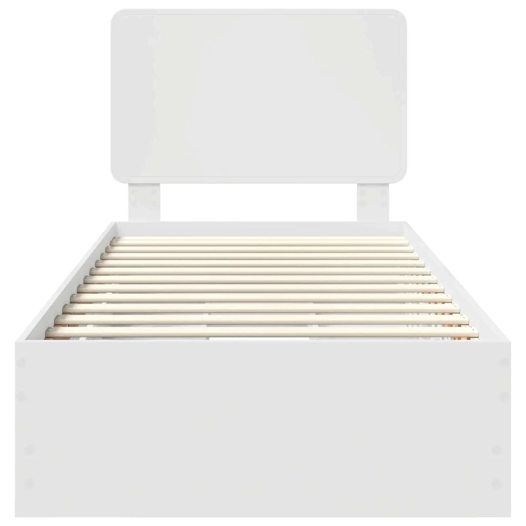 Letto singolo | Letto per adulti | Struttura del letto Bianco 100 x 200 cm Legno Ingegnerizzato