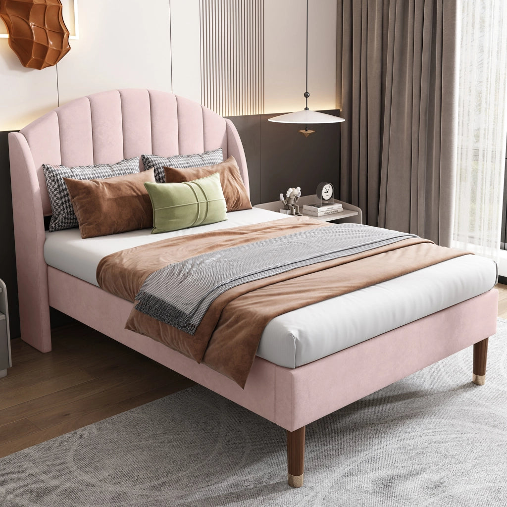 letto imbottito velluto rosa 90 x 200 cm