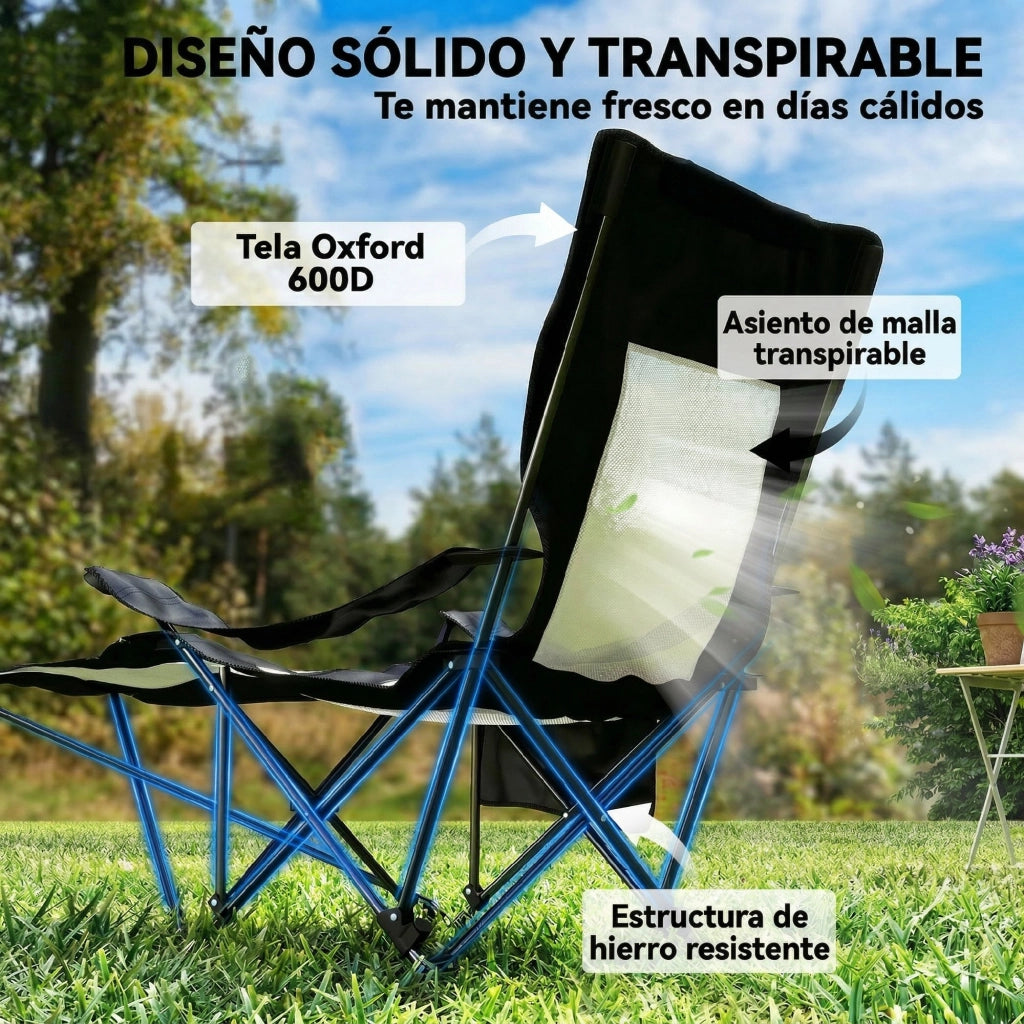 Sedia Pieghevole ¨C Minimal ¨C 2 Pezzi con Schienale Regolabile e Poggiapiedi Nero