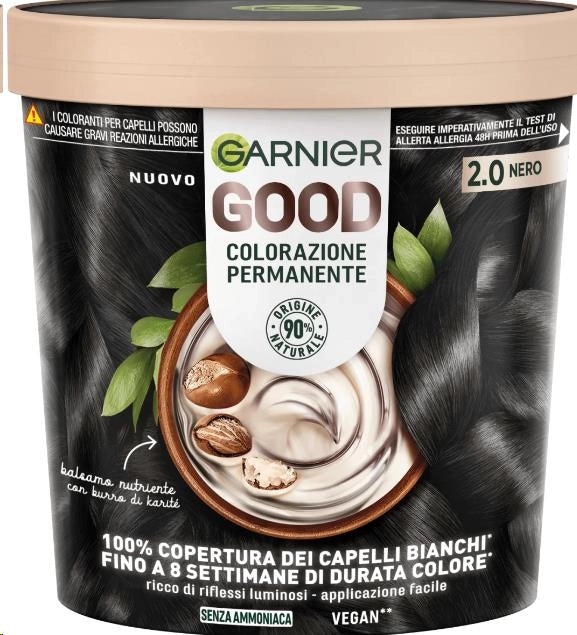 GARNIER GOOD TINTA CAPELLI 2.0 NERO COLORAZIONE PERMANENTE SENZA AMMONIACA 90% NATURALE