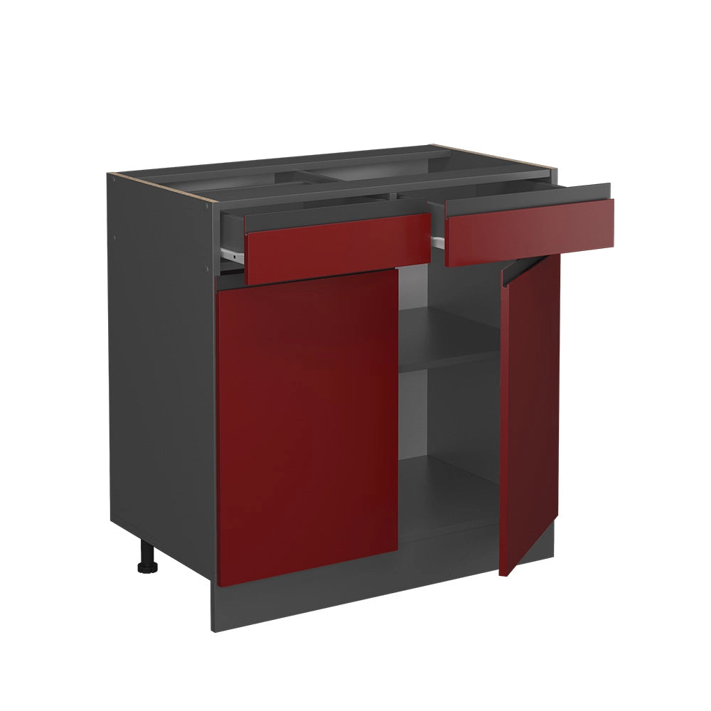 Vicco Mobiletto base per cucina Rosso 80 cm , PL Rovere