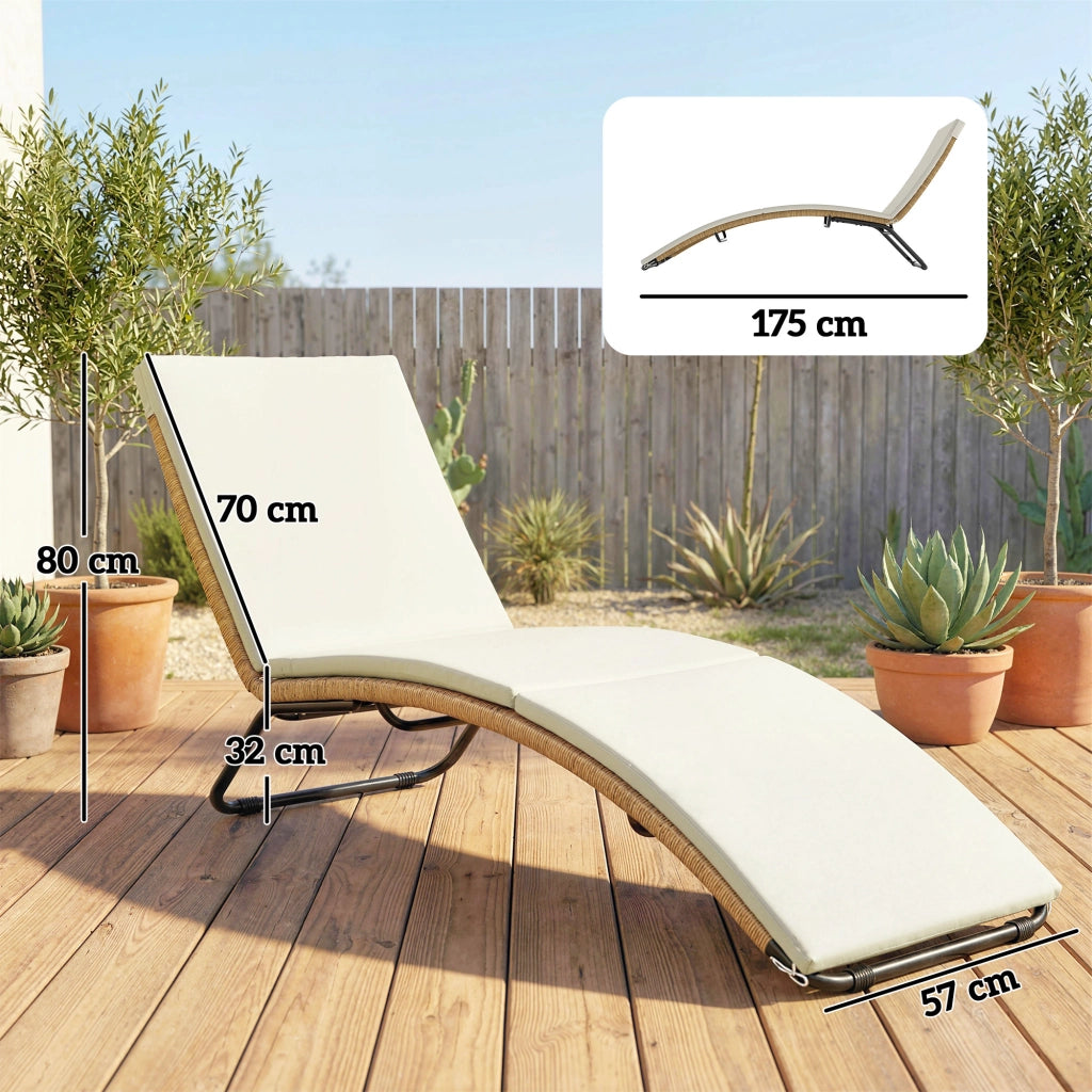 Lettino da giardino in polyrattan a forma di S con cuscino ¨C Minimal ¨C Grigio