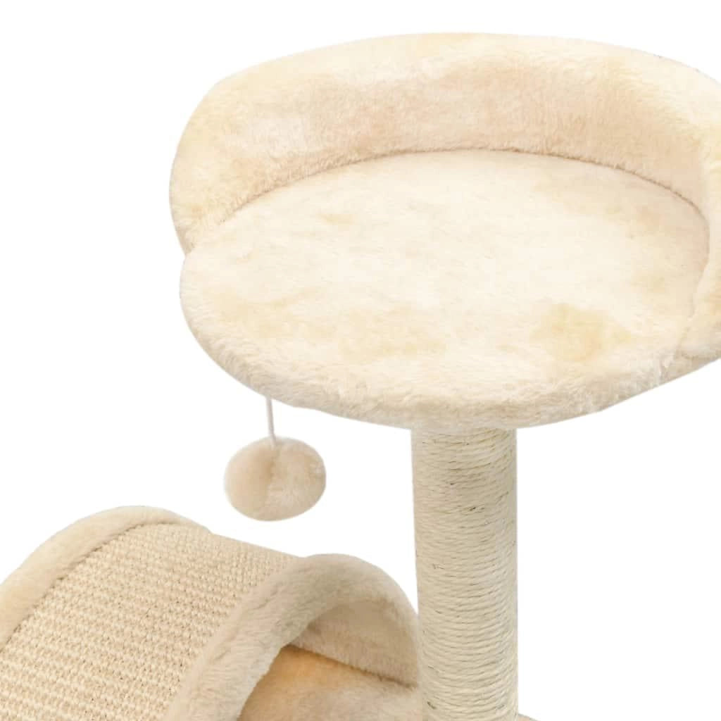 Tiragraffi albero per gatti cuccia per gatti peluche in sisal 40 cm beige e marrone 3702226