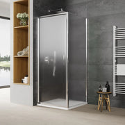 Box doccia slim 70x90cm con porta a battente e parete fissa profili cromati e vetro 6mm opaco h190| Portofino
