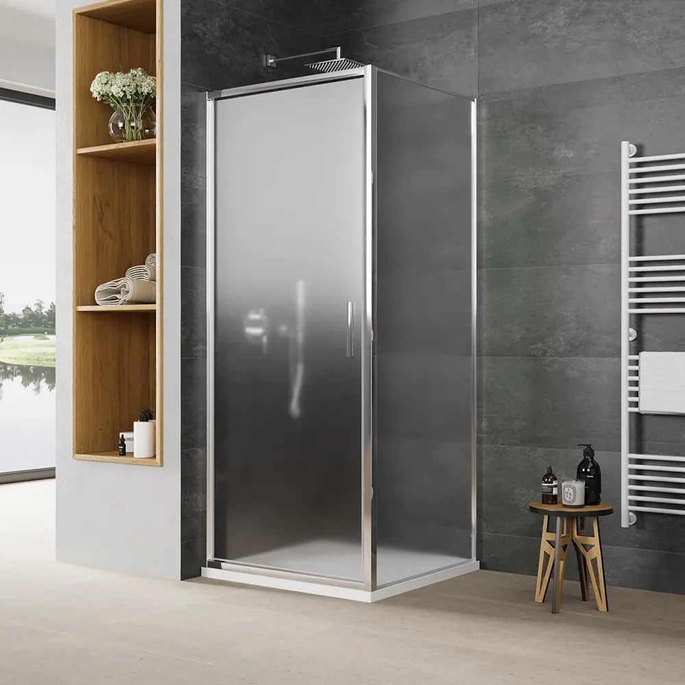 Box doccia slim 70x90cm con porta a battente e parete fissa profili cromati e vetro 6mm opaco h190| Portofino