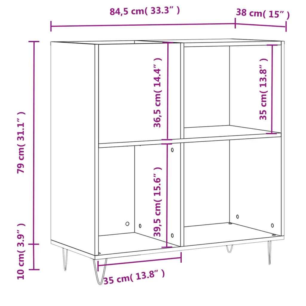 Mobile Porta Dischi Rovere Fumo 84,5x38x89 cm Legno Multistrato CFW2386486