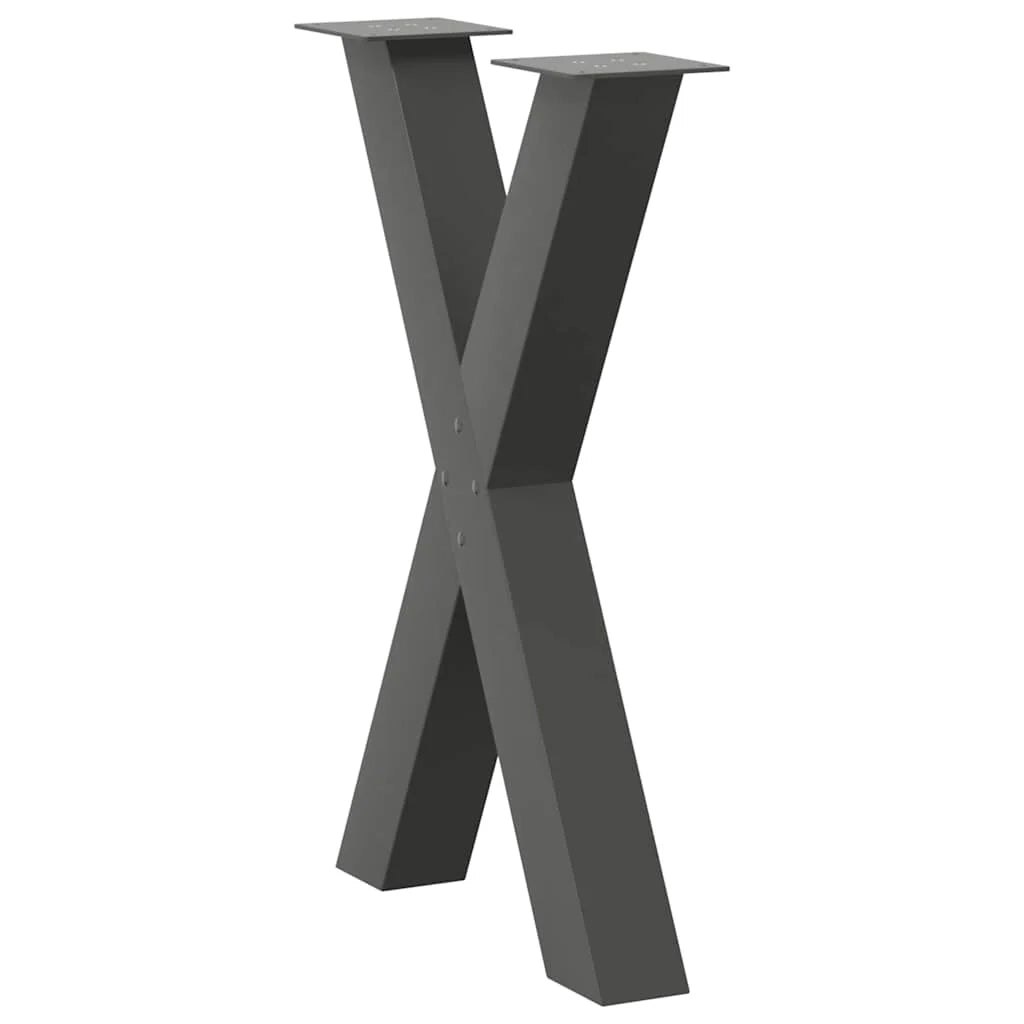Set di 2 gambe per tavolo da pranzo a forma di X 50 x 72 cm con piedini regolabili stile moderno acciaio antracite 02_0057242