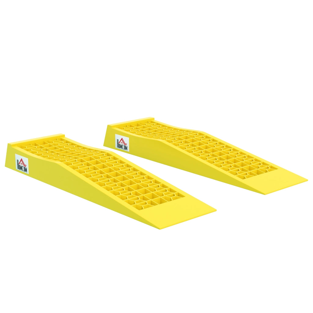 Set 2 Rampe di Carico in Plastica per Auto con Capacit¨¤ 3 Tonnellate e Superficie Antiscivolo. Giallo