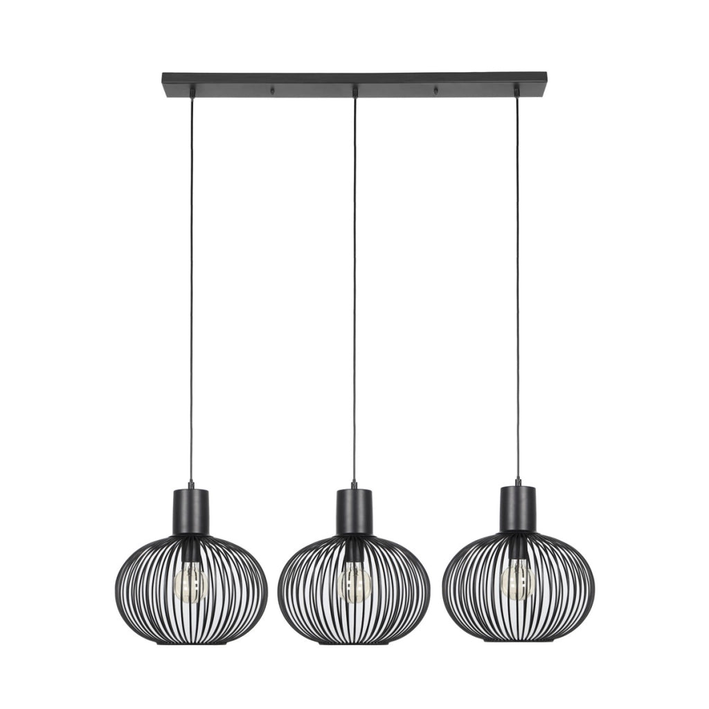 Lampada a sospensione loft nera metallo Gila Trio 3xE27