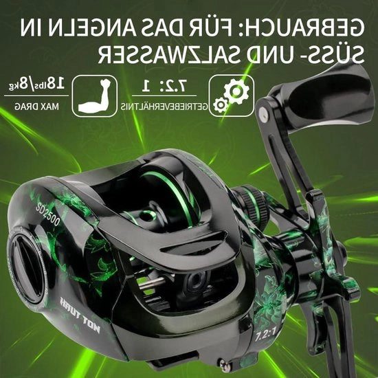 Baitcaster con sistema di frenatura magnetico per pesca in acqua salata e dolce - 18+1BB bielle in acciaio inox - 7.1:1 - alta velocità