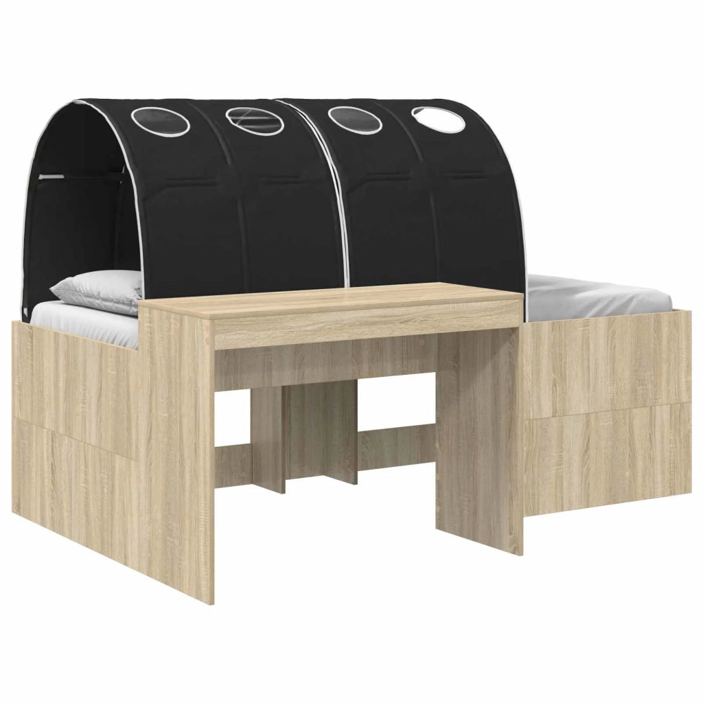 Letto con Tunnel 3 pz Rovere Artigianale e Nero 3423700