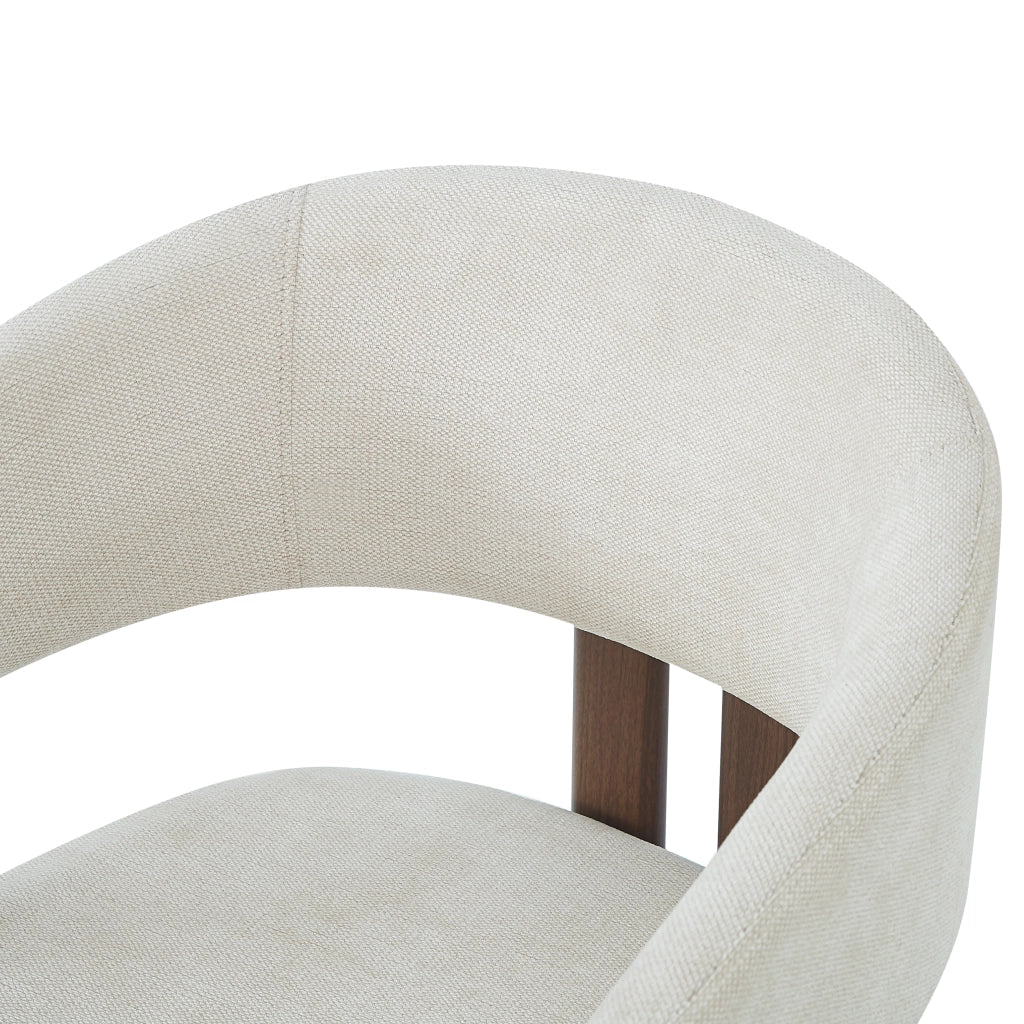 SEDIA con braccioli Set da 4 pezzi Metallo effetto noce e lino beige