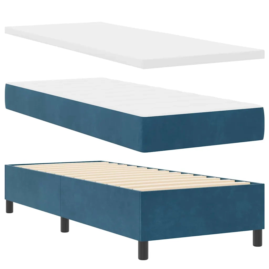 Letto a Sorgente LED con testiera Blu Scuro 80 x 200 cm Tessuto