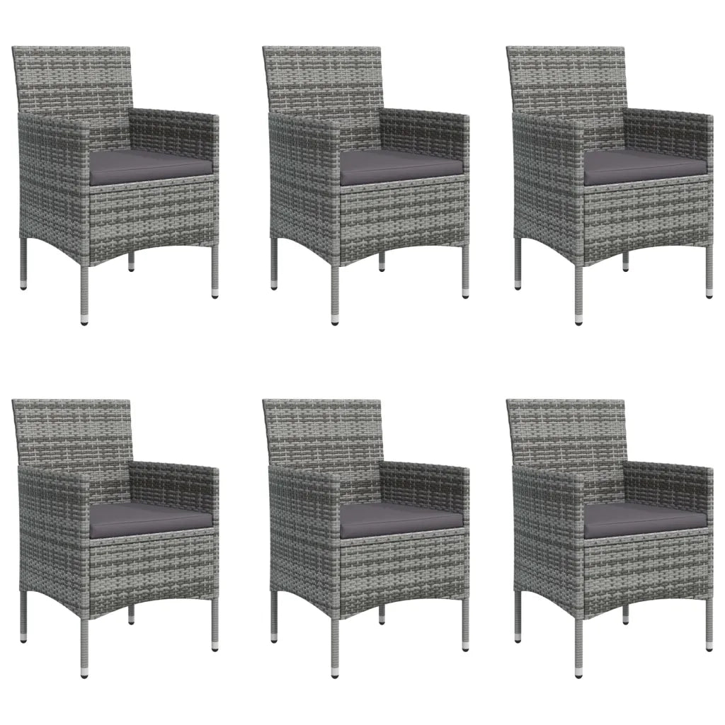 Set da Pranzo da Giardino 7 pz con Cuscini Grigio e Nero 3156621
