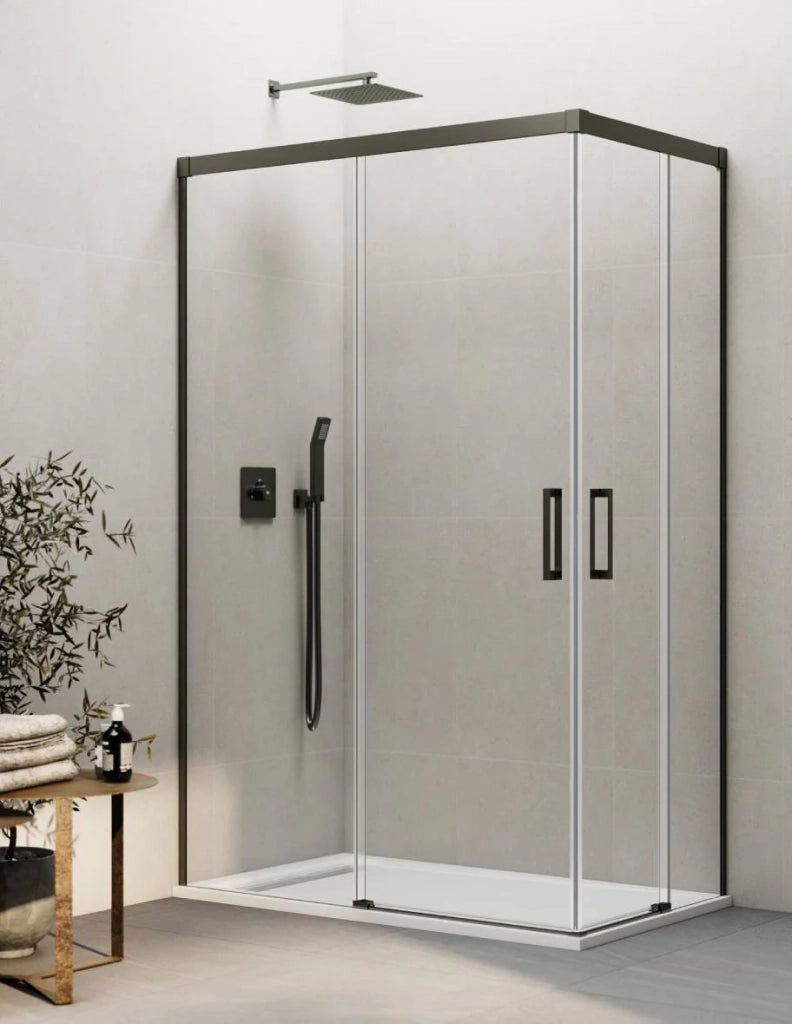 Box doccia ingresso angolare 2+2 THALASSA (BASIC) 85x75 cm Titanio vetro trasparente