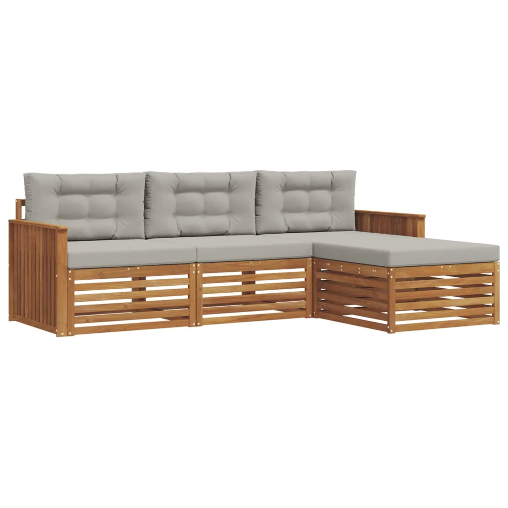 Set di divani da esterno 4 pcs Grigio Naturale e Chiaro 3373256