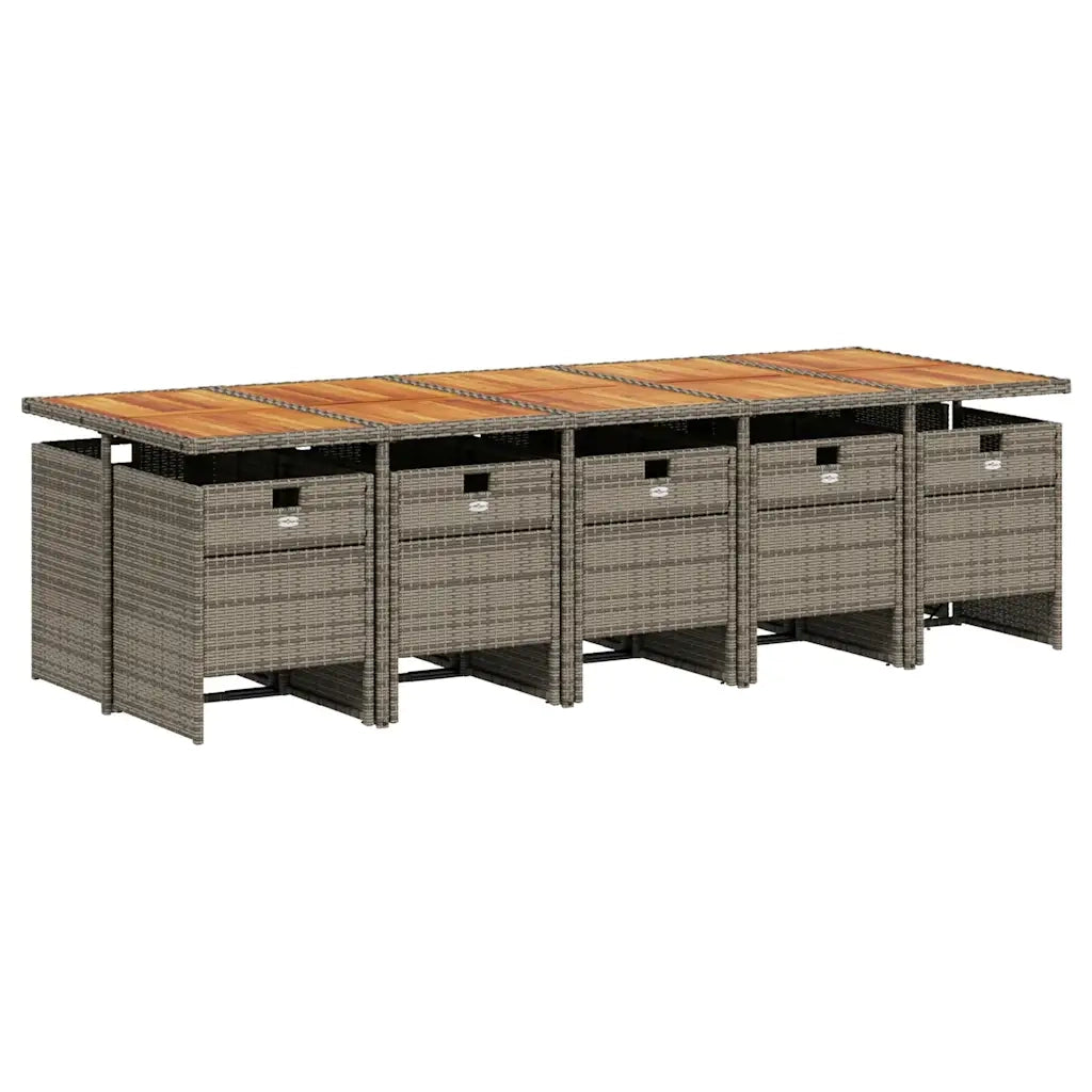 Set da Pranzo da Giardino 11pz con Cuscini in Polyrattan Grigio 3210578