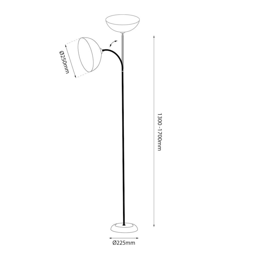 Lampada da terra ZACK 170 cm regolabile E27 Milagro