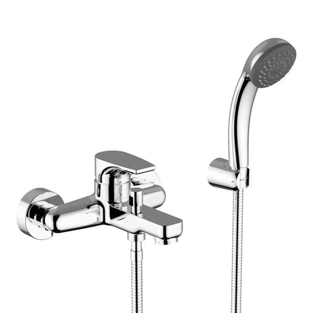Set miscelatore lavabo e bidet con piletta e miscelatore vasca esterno con doccetta Zyra