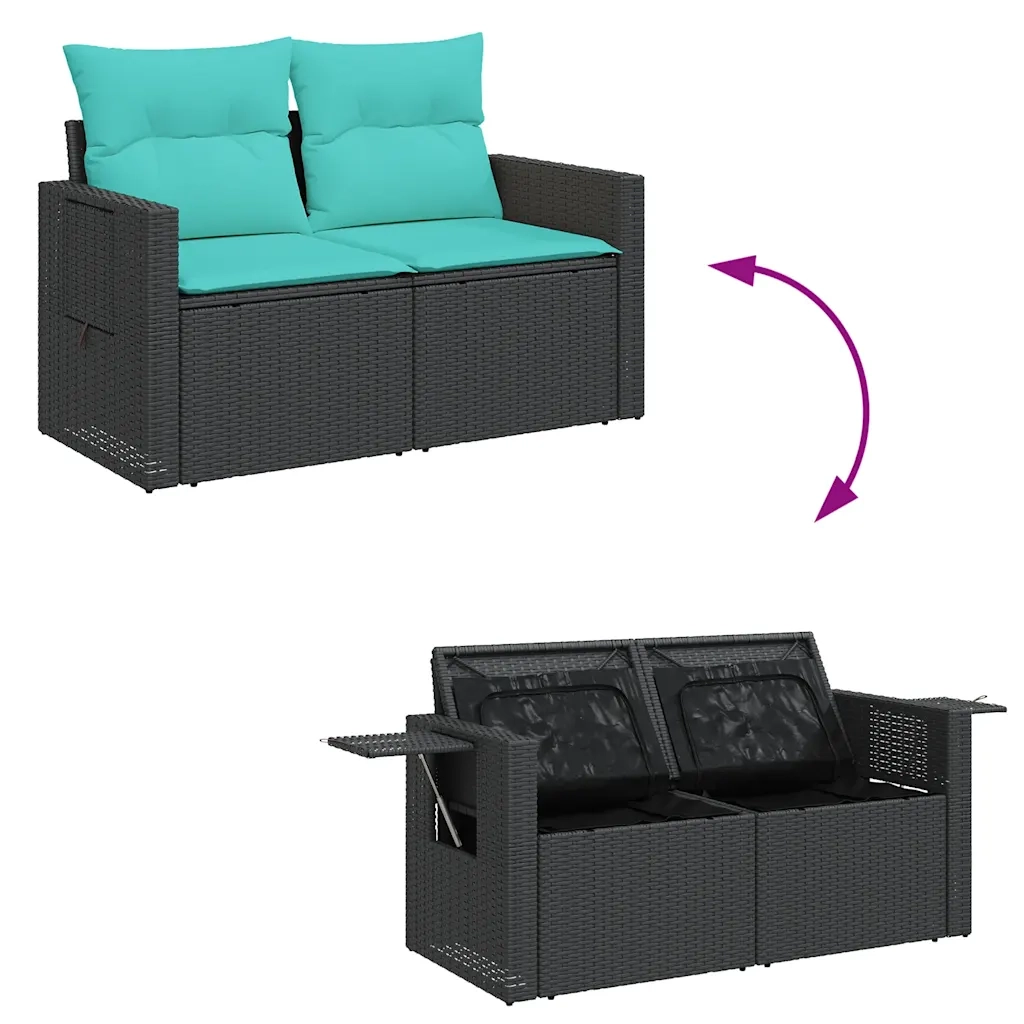 Set Divani da Giardino 7pz con Cuscini Grigio Polyrattan Acacia 3327857