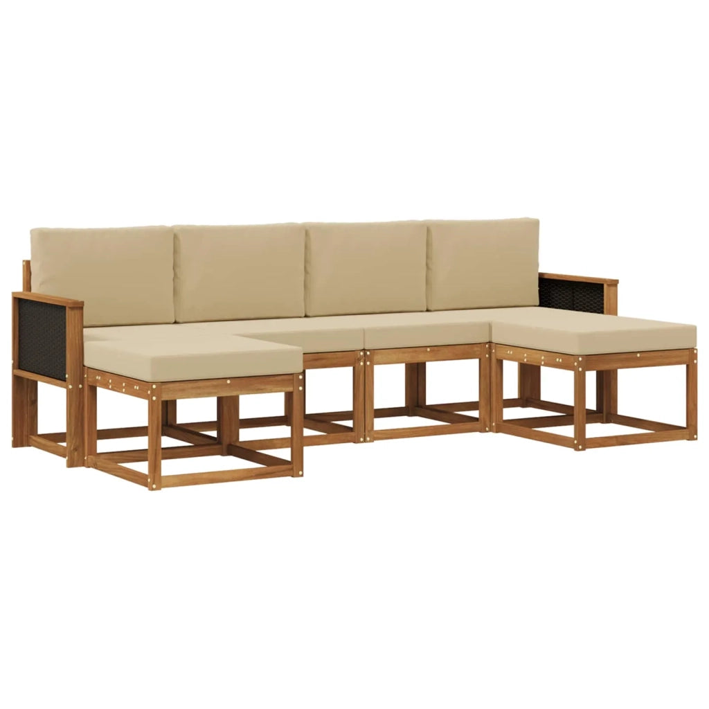 Set di divani da esterno 6 pz Naturale e Beige Poliestere 3385424
