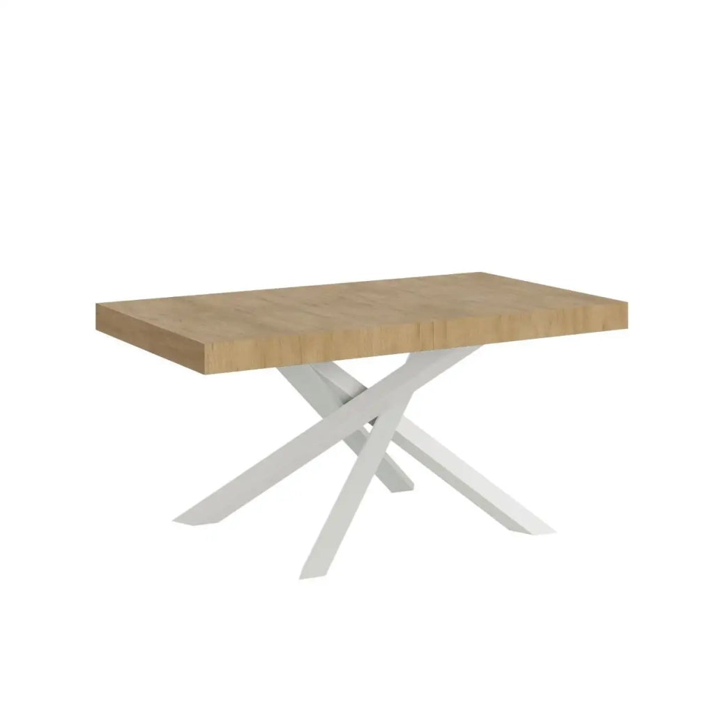 Tavolo allungabile 160/264x90 cm Volantis colore quercia natura gambe bianche