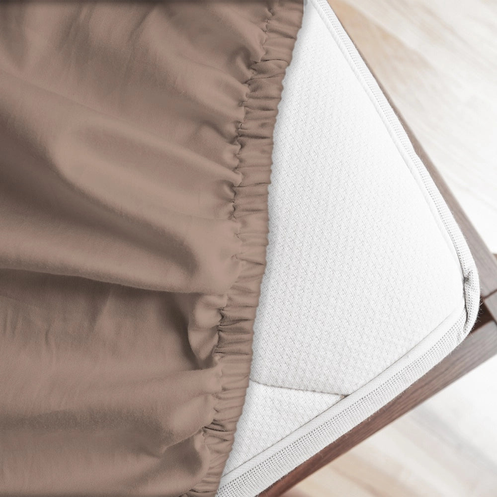Lenzuolo letto sotto con angoli 100% puro cotone Made in Italy tinta unita Terra - 1 Piazza e mezza