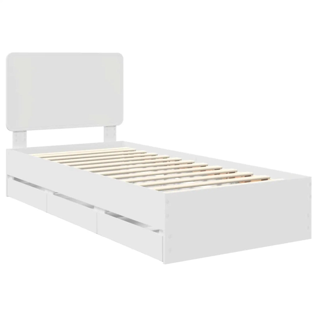 Letto singolo | Letto per adulti | Struttura del letto Bianco 100 x 200 cm Legno Ingegnerizzato