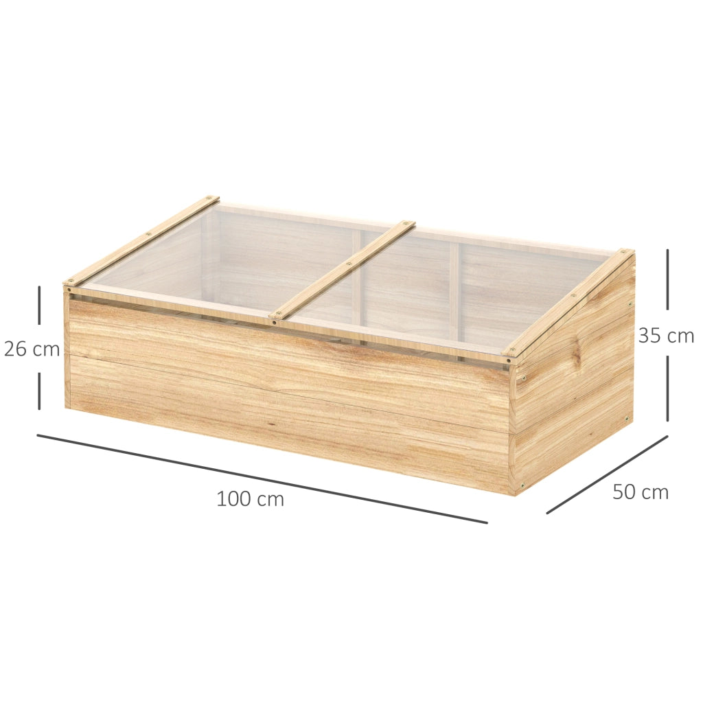 Serra da giardino in legno per piante e orto - Xylo - 100x50x35 cm naturale abete