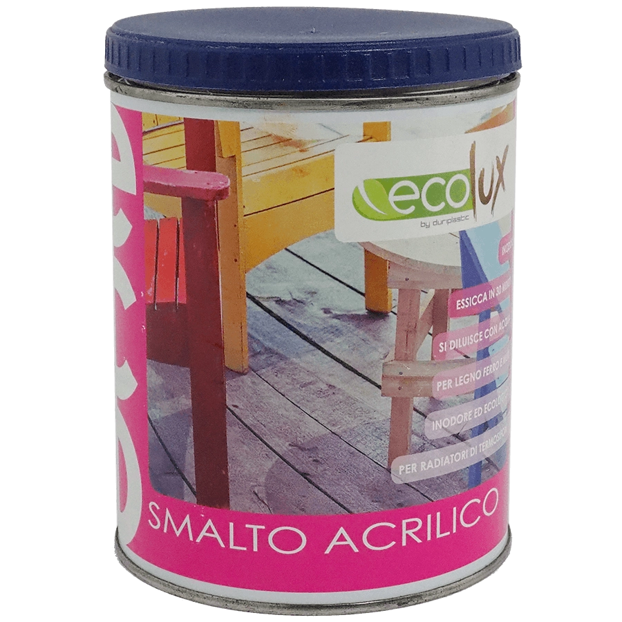 Ecolux smalto ecologico lucido acrilico ad acqua inodore per interno ed esterno *** tinta rosso vivo, contenuto litri...