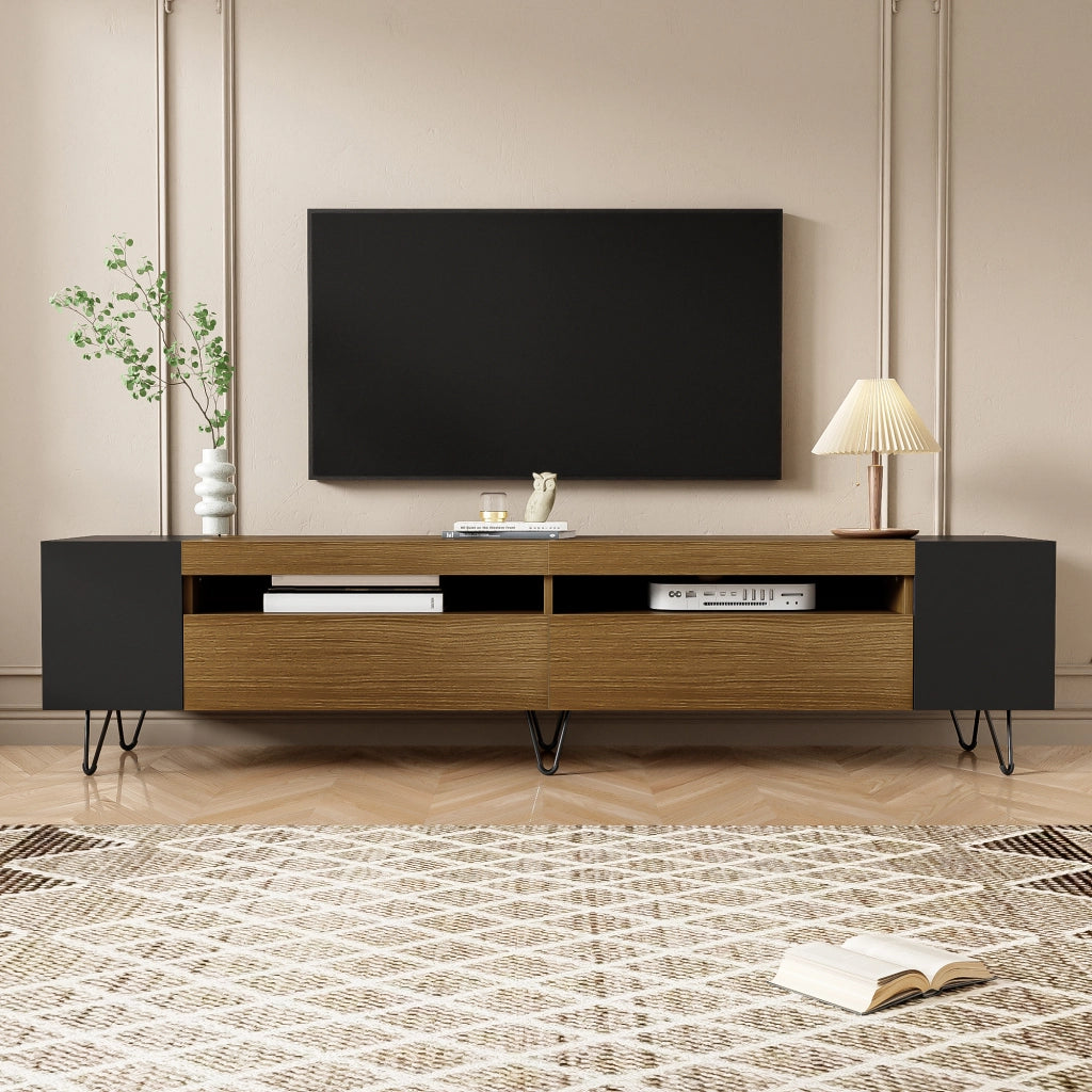 Mobile TV Moderno ¨C MINIMAL ¨C Nero e Legno, 180 cm