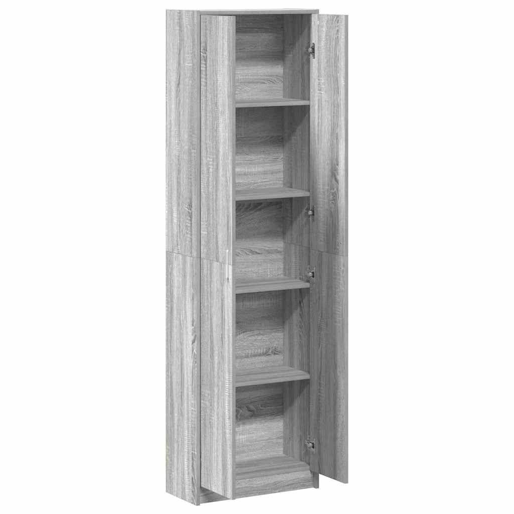 Mobile contenitore moderno 55 x 25 x 189 cm con 5 ripiani design elegante legno ingegnerizzato grigio Sonoma 02_0055920