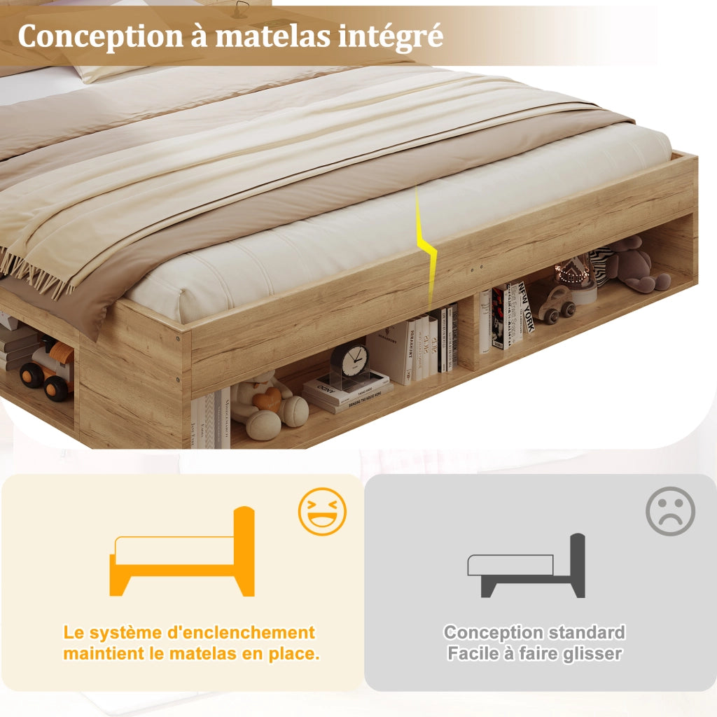Letto Contenitore 180x200 cm; Letto Matrimoniale; USB; Type-C; LED e 2 Comodini