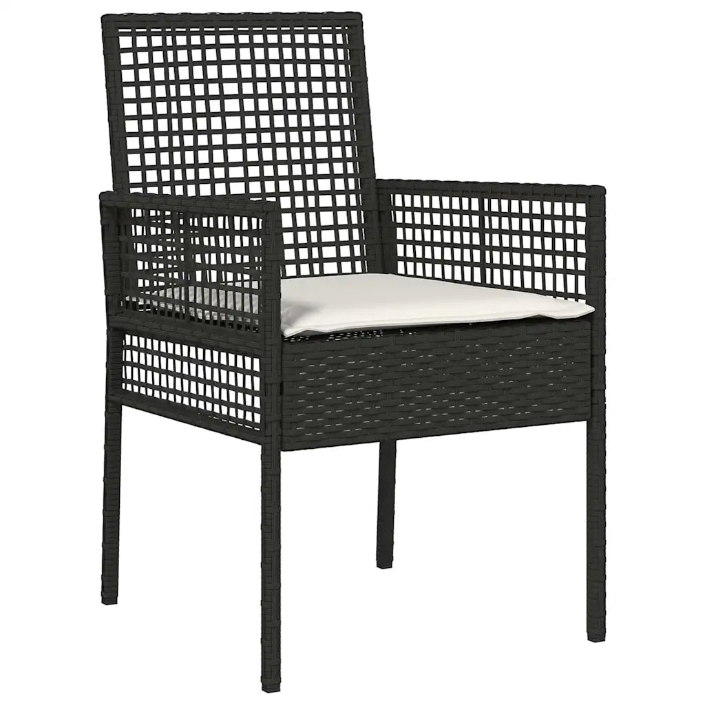 Set da Pranzo per Giardino con cuscino 5 pcs Nero polyrattan 3379865