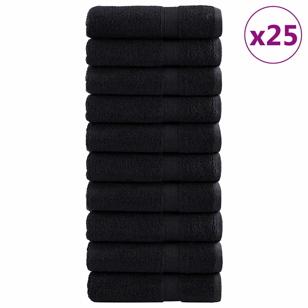 Asciugamano per Ospiti SOLUND 25 pz | Teli per bagno Nero 70 x 140 cm 550 gsm
