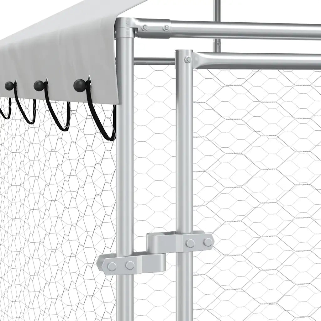 Cuccia Cani da Esterno Tetto Argento 10x2x2,5 m Acciaio Zincato 3190468